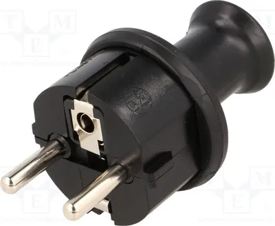 Image de 1 connecteur : pour l'alimentation secteur, prise mâle, 2 pôles + terre, modèle W-10118, monophasé