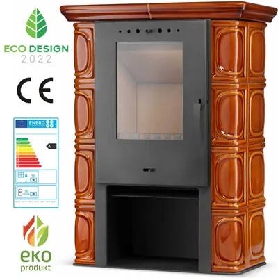 Produktbild von Kachelofen ELDUR Honig 6kW – freistehend, Keramik, ECO Design 2022, klassischer Kaminofen