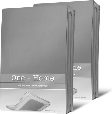 Two packages of grey bed sheets are shown against a white background.