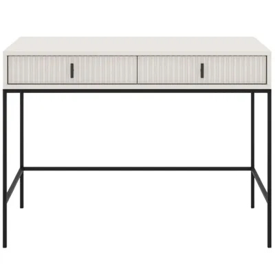 Produktbild von BEAUTYSOFA | Konsolentisch MARVELLO 104 cm, Schminktisch Kaschmir mit 2 Schubladen, Moderner Frisiertisch mit Rillenfronten, schwarzen Metallbeinen