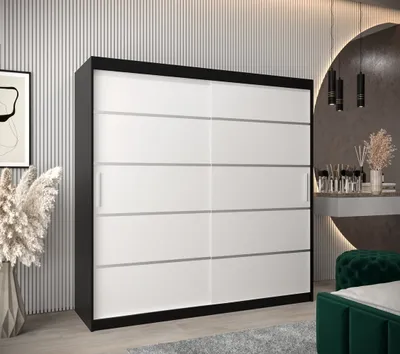 Obrázok produktu pre Šatníková skriňa ENNI - šírka 200 cm, čierna / biela