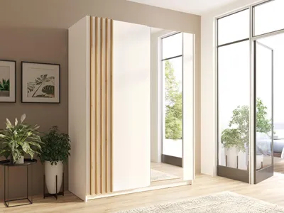 Obrázek produktu pro Šatní skříň se zrcadlem 151 cm YUMBO - dub artisan / bílá