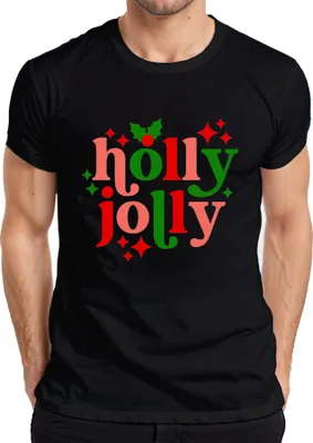 Produktbild von Holly Jolly Weihnachten Geschenk Retro Vintage Lustig Herren T-Shirt, Schwarz, M