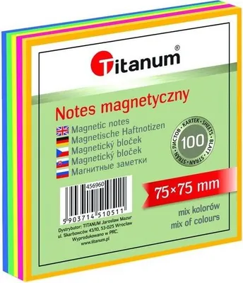 Obrázek produktu pro Elektrostatický magnetický zápisník 100k 75x75mm Titanum