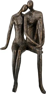 Imagen del producto de Escultura de Casablanca, pareja, figura decorativa de bronce, estatua de resina para sala de estar, decoración de oficina. Altura: 35 cm, Ancho: 19 cm. Esculturas modernas, pareja, amor, boda, día de San Valentín