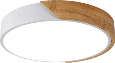 Zdjęcie produktu dla Lampa Sufitowa Led Plafon Okrągły Drewno Nowoczesny Biała B.neutralna