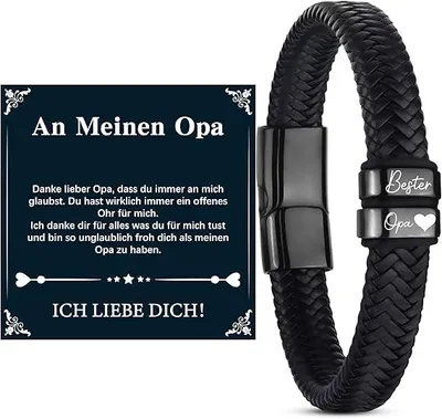 Produktbild von Ich Liebe Dich Geschenke für Männer/Papa/Opa Geschenk lederarmband Herren Geschenk papa/Ehemann Weihnachten/Valentinstag/Vatertagsgeschenke