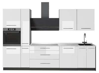 Produktbild von Küchenzeile Vicco Fame-Line Weiß Hochglanz/Anthrazit 310 cm, AP Marmor, Model 64278