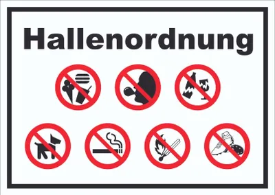 Produktbild von Schild Hallenordnung A6 Rückseite selbstklebend