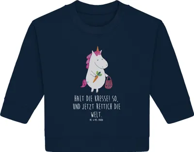 Produktbild von Mr. & Mrs. Panda Organic Baby Pullover Einhorn Gemüse 6. - 12. Monat - French Navy - Geschenk, Einhörner, Unicorn, Bullover, Biomarkt, Wochenmarkt