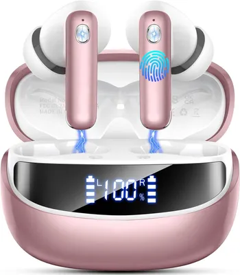 Produktbild von Bluetooth 5.4 In-Ear Kopfhörer, 56 Std Akkulaufzeit, HiFi Stereo, 6 ENC Mikrofone, LED Display, USB-C, IP7 Wasserdicht, Touchsteuerung