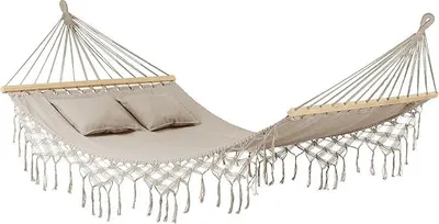 Produktbild von Hängematte - 200x150 cm, bis 220 kg - Boho Hammock für Outdoor, Garten, Balkon - für Kinder und Erwachsene