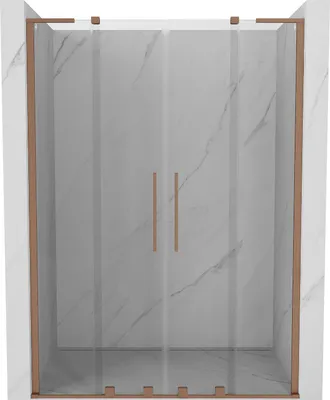 Produktbild von Mexen Velar L Duo Schiebeduschtür 160 cm, transparent, gebürstetes Kupfer - 871-160-003-02-65