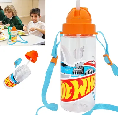 Produktbild von Trinkflasche 500 ml, auslaufsicher, Tritan, mit Strohhalm und Flip-Top, für Kinder ab 3 Jahren