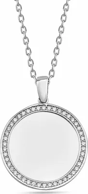 Produktbild von Dkeniz Anhänger mit Kette 925/- Sterling Silber rhodiniert Kreis Plättchen