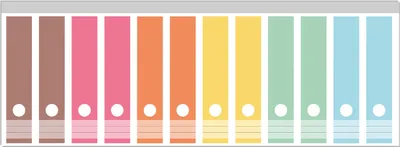 Produktbild von Wallario Ordnerrücken Sticker, selbstklebend für breite Ordner, 12 Stück, Motiv Regenbogen in Pastelltönen