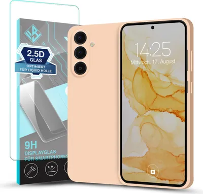 Produktbild von Hülle für Samsung Galaxy A56 5G mit 9H Displayglas Displayschutz Plus Case Cover Bumper Silikon Softgrip Schutzhülle Farbe: Rosa