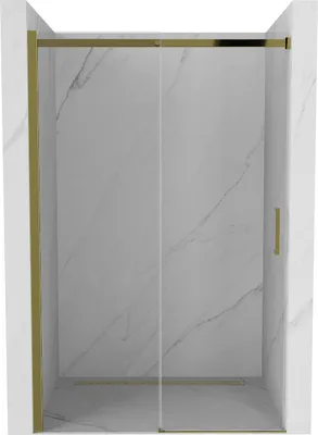 Produktbild von Mexen Omega ausziehbare Duschtür 140 cm, Transparent, Gold - 825-140-000-50-00