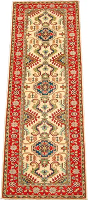 Zdjęcie produktu dla Bieżnik Ręcznie wiązany dywan Ghazni Chubi Beżowy / Czerwony Kolory 280x80 CM
