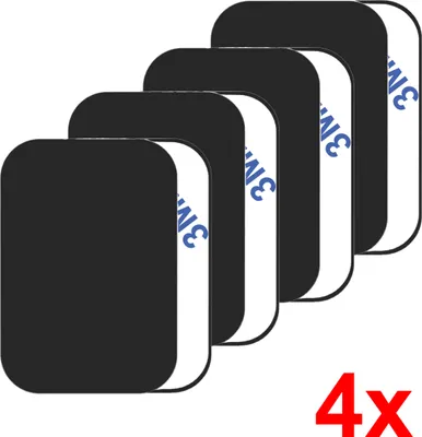 Produktbild von 4x Rechteck Metallplättchen für Magnet Smartphone Handy Halterung Auto Metallplatte Kleber