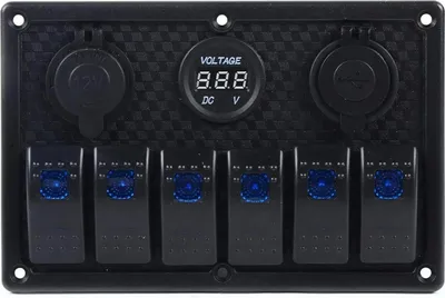 Zdjęcie produktu dla Panel sterowania LED – panel z portem ładowania USB 4,2A, gniazdkiem zapalniczki, wskaźnikiem napięcia, wodoodpornością IP65 – do samochodów i łodzi