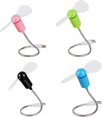Obrázek produktu pro 4 mini ventilátory USB s korpusem z vlnitého plechu a husím krkem, flexibilní chladicí ventilátor, tichý, přenosný stolní ventilátor pro notebooky