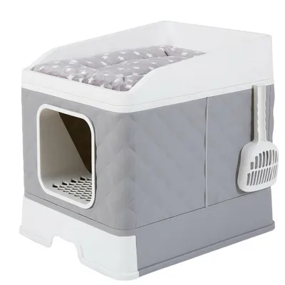 Immagine prodotto di FATIVO Lettiera per Gatti con Coperchio 50 x 38,5 x 37 cm – Toilette Chiusa con Ingresso Frontale e Superiore, Smontabile