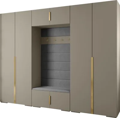 Produktbild von MEBLE KRYSPOL Inova 1 Möbelset Garderobe, 236,7x300x47cm - Kaschmir, Manila 16, Gold