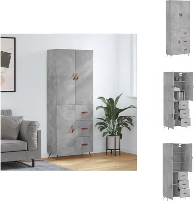 Produktbild von vidaXL Highboard Betongrau 69,5x34x180 cm Holzwerkstoff -  Sideboards