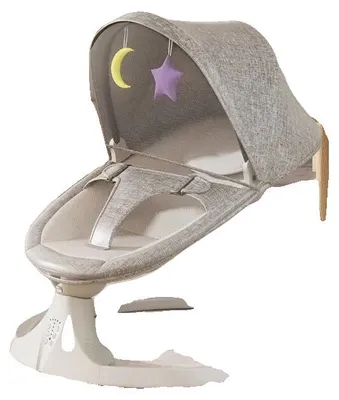Image de Berceau pour bébé, musique Bluetooth, mouvement de balancement réglable, couleur gris XM3