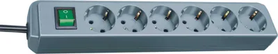 Produktbild von Brennenstuhl Eco-Line Steckdosenleiste mit Schalter 6-fach silbergrau 1,5m H05VV-F 3G1,5, 1159540015