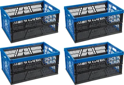 Produktbild von Novaliv Klappbox 45l Blau 4er Set - Faltbare Korbbox mit praktischen Tragegriffen - Vielseitige Aufbewahrungsbox