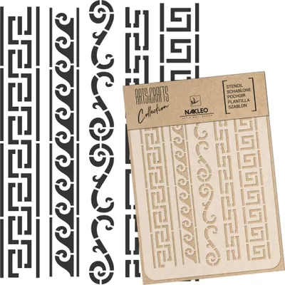 Produktbild von Malschablone für Handwerk A4 21x30cm, Griechische Ornamente Geometrisch Muster, Wiederverwendbare Kunststoff DIY & Scrapbooking Zeichenschablone