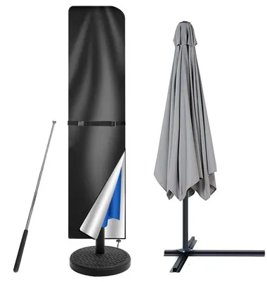 Immagine prodotto di Copertura protettiva per ombrellone, dimensioni 240x57 cm, colore nero, con asta telescopica