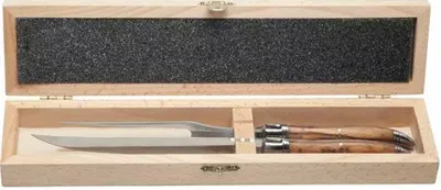 Produktbild von Tranchierbesteck mit Olivenholzgriff, in Holzbox