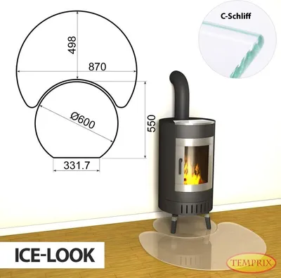 Produktbild von AKTION ! Kaminbodenplatte & Funkenschutzplatte - Funkenschutz für Kamin & Ofen - geteilte Saisonplatte Ontario - Ice-Look