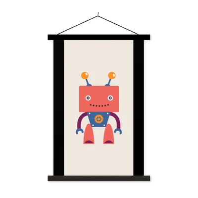 Produktbild von MuchoWow® Textilposter Roboter - Getriebe - Gesicht - Antenne - Kinder - Jungen 40x80 cm mit schwarzem Rahmen - Wandemalerei