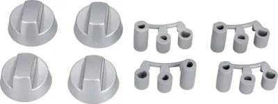 Produktbild von easyPART passend für 10032322 EUROPART Knebel Drehknopf Set 41mmØ silber mit Adaptern Universal für Kochfeld alle Marken 16-teilig