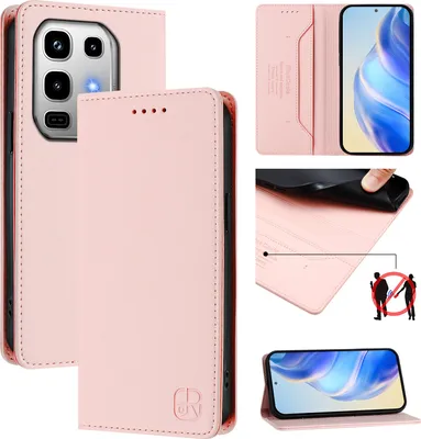 Produktbild von Lederhülle für Infinix Note 50 / Note 50 Pro 4G Hülle Flip Brieftasche Kartenfächern Ständer Schutzhülle Pink
