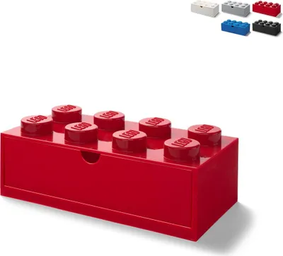 Produktbild von LEGO Desk Drawer 8 Noppen Aufbewahrungsbox mit Schublade - Rot