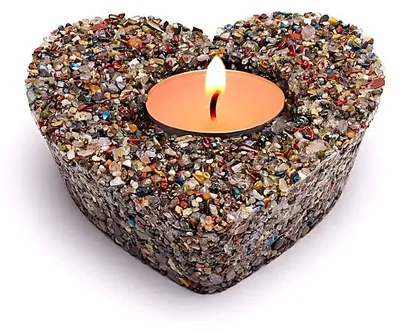 Immagine prodotto di Portacandele Cuore Pietre Preziose Miste -- 92x9x32cm Set Da 2 Pezzi - 9.2x9x3.2cm
