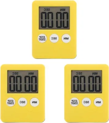 Immagine prodotto di Confezione da 3 timer digitali multifunzionali arancioni da cucina con orologio