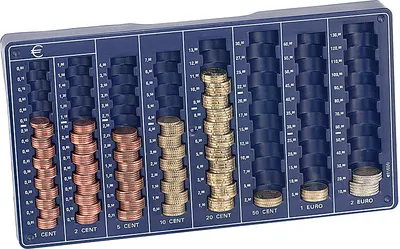 Produktbild von Münzzählbrett Euro-Münzbrett für alle Euro- und Cent-Münzen Geldkassette Münzsortierer für Euro und Cent