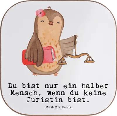 Produktbild von Mr. & Mrs. Panda Untersetzer für Gläser Juristin Herz - Weiß - Geschenk, Coaster, Spruch, Anwaltskanzlei, gläseruntersetzer, Tassenuntersetzer, Holzuntersetzer, Witzig