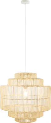 Image de HOME DELUXE Suspension en rotin SIA - Blanc/Bambou | Suspension, lampe à suspension, lampe en rotin