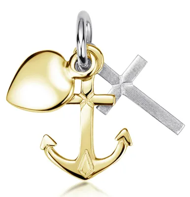 Produktbild von MATERIA Gold Kettenanhänger Glaube Liebe Hoffnung bicolor - 925 Silber Anhänger vergoldet #KA-234-Gold