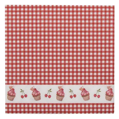 Image de Clayre & Eef Serviettes en papier Set de 20 33x33 cm (20) Rouge Blanc Papier Cupcakes