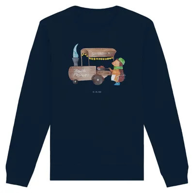 Produktbild von Mr. & Mrs. Panda Baumwoll Sweatshirt Igel Maronen Größe S - French Navy - Geschenk, Kastanien, Weihnachten, Duft, Pullover, Pulli, Weihnachtsmarkt, Sweater, Bio