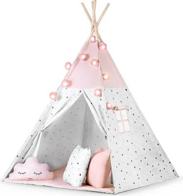 Produktbild von Nukido Tipi-Zelt für Kinder mit Girlande und Lichterkette - Rosa