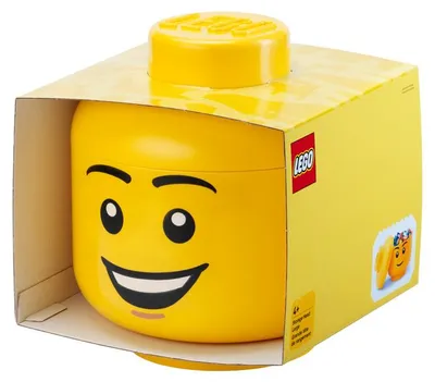 Produktbild von LEGO Storage Head "Happy Boy", groß (gelb)